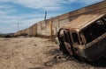 Prototypes of TrumpÃ¢â¬â¢s wall being completed Royalty Free Stock Photo